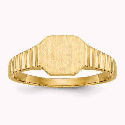 7.5x6. Child's Open Back Signet Ring, 0mm, 14K