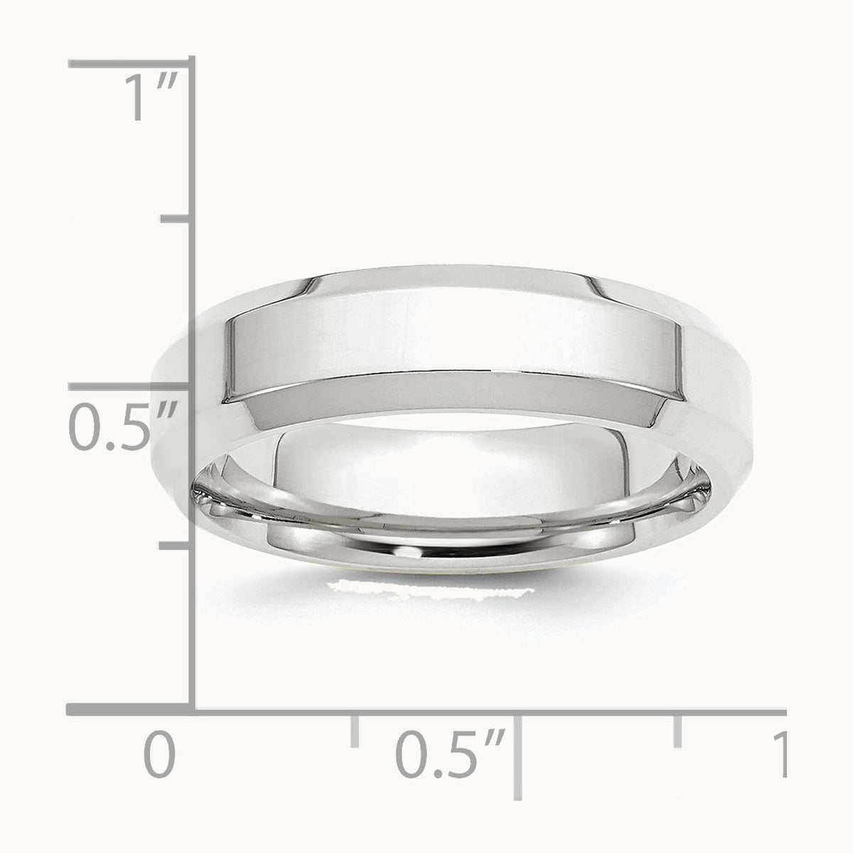Platinum 6mm Polished Beveled Edge Wedding Band