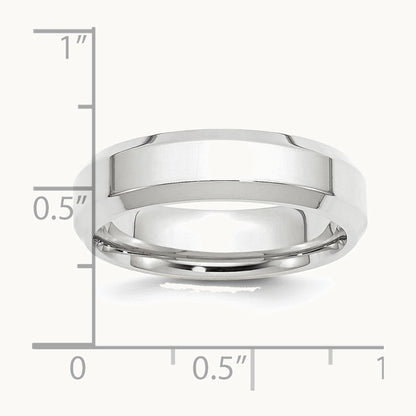 Platinum 6mm Polished Beveled Edge Wedding Band