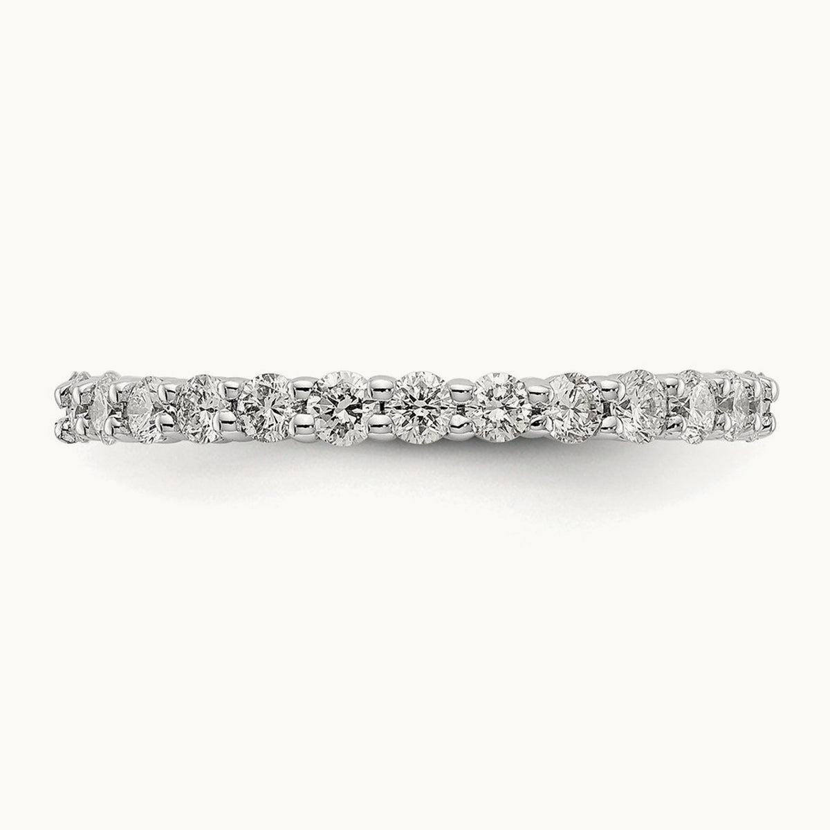 Polished Shared Prong Diamond Eternity Band — 14K White Gold, 1.036 ct, 7