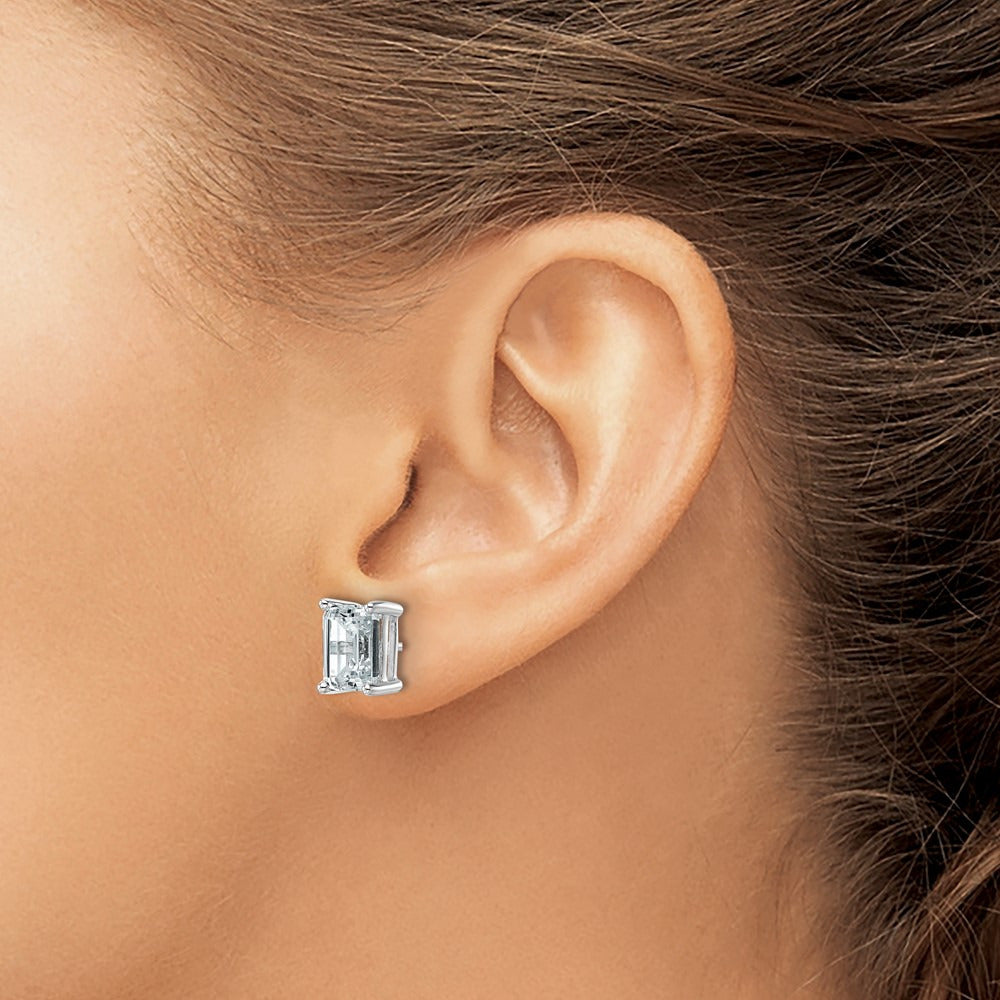 Emerald Four-Prong Stud Earrings, 0.50-6.00 ct tw Lab-Grown Diamond — 4 ct, 14K White Gold