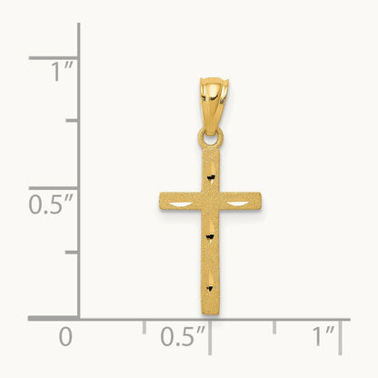 Satin Diamond-Cut Cross Pendant, 14K