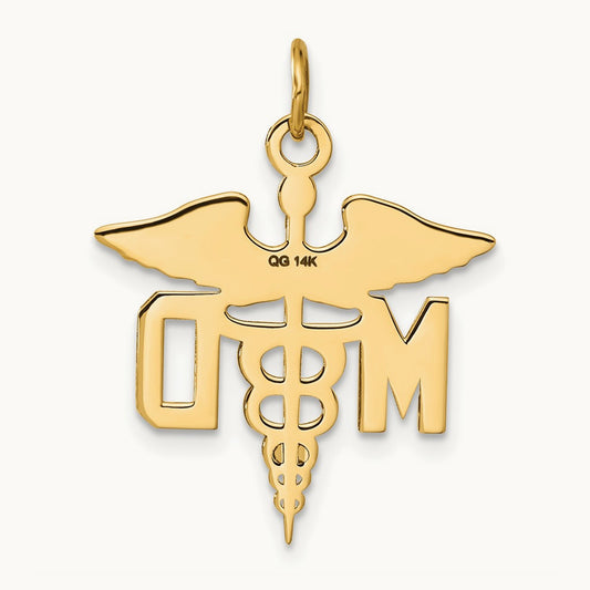 Large M.D. Caduceus Charm, 14K