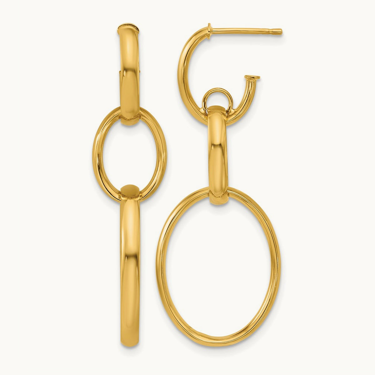Polished Oval Link Post Earrings, 14K — Leslie's