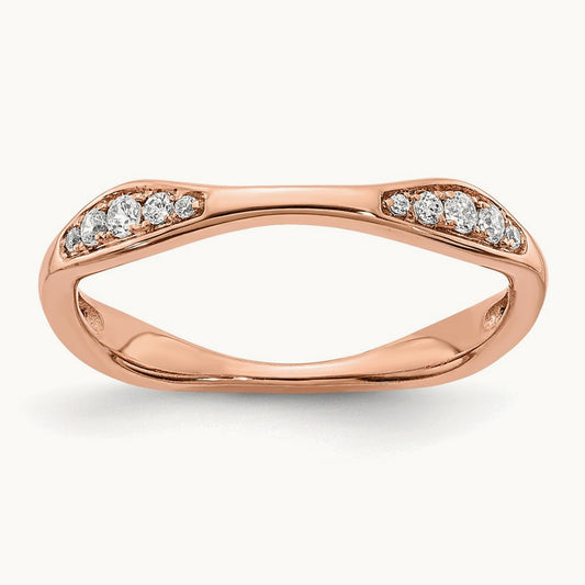 Diamond Wedding Band, 14K Rose Gold