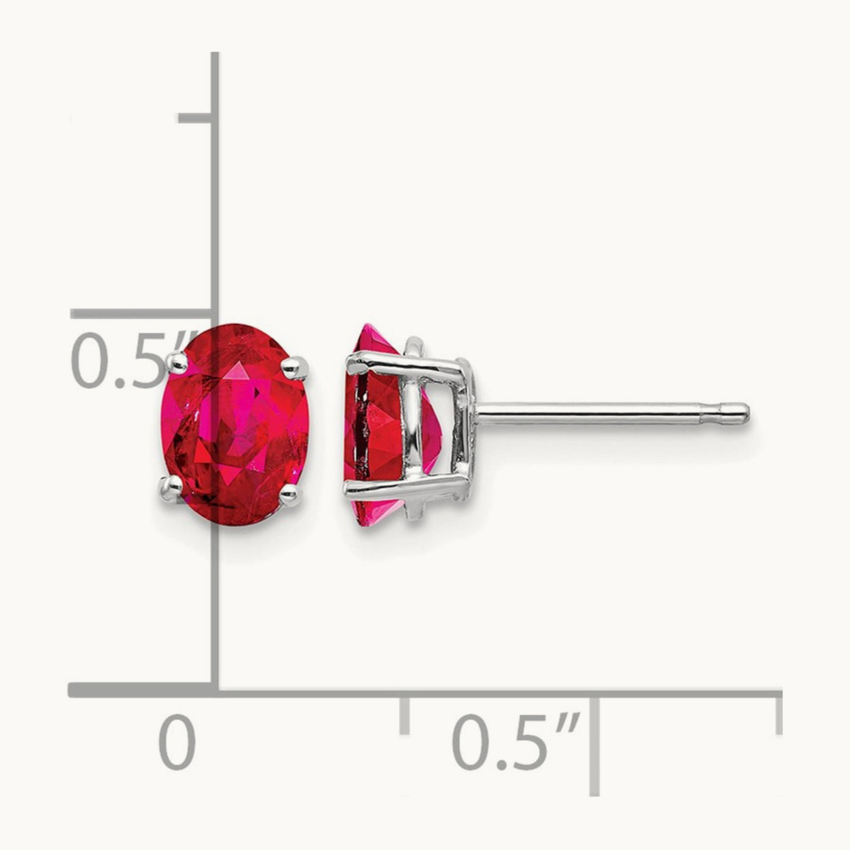 Ruby Post Earrings — 14K White Gold