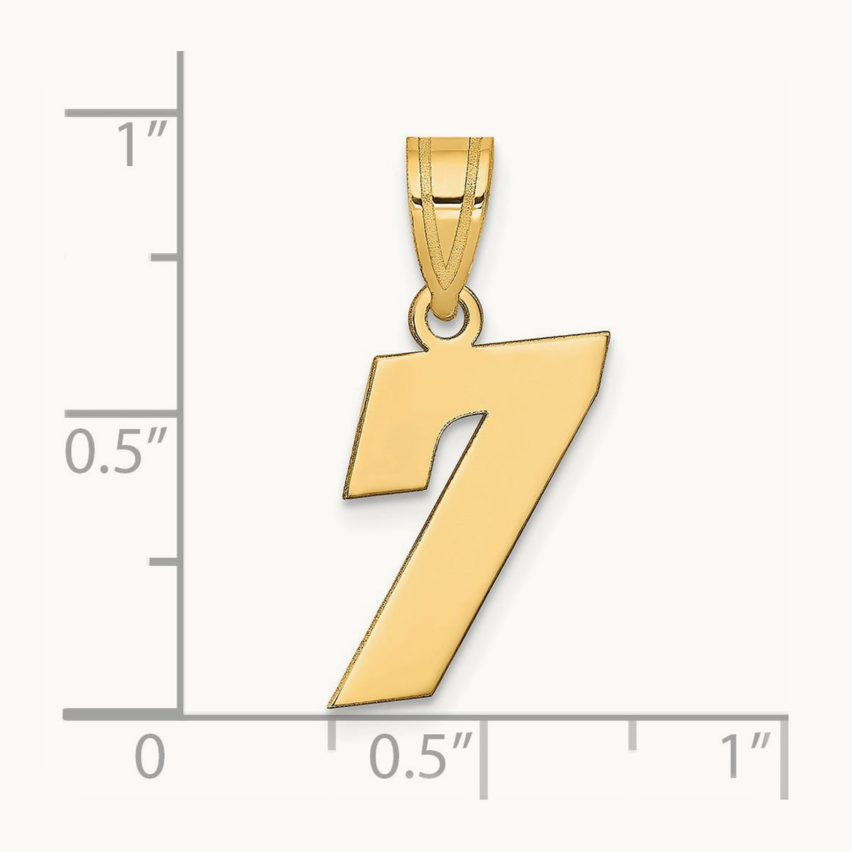 Polished Block Number 7 Pendant, 14K