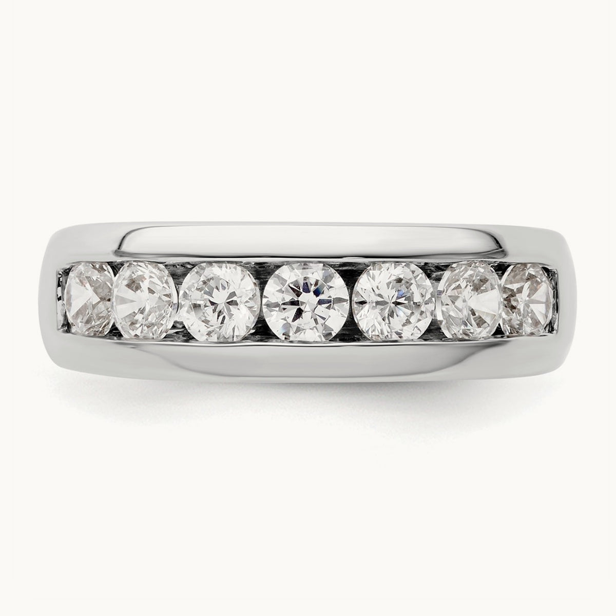 7-Stone Diamond Channel Band, 14K White Gold