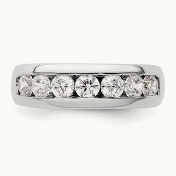 7-Stone Diamond Channel Band, 14K White Gold