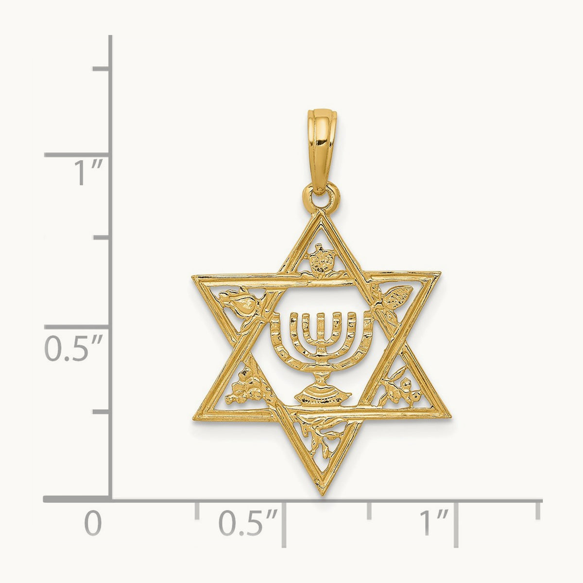Star of David w/Menorah Pendant, 14K