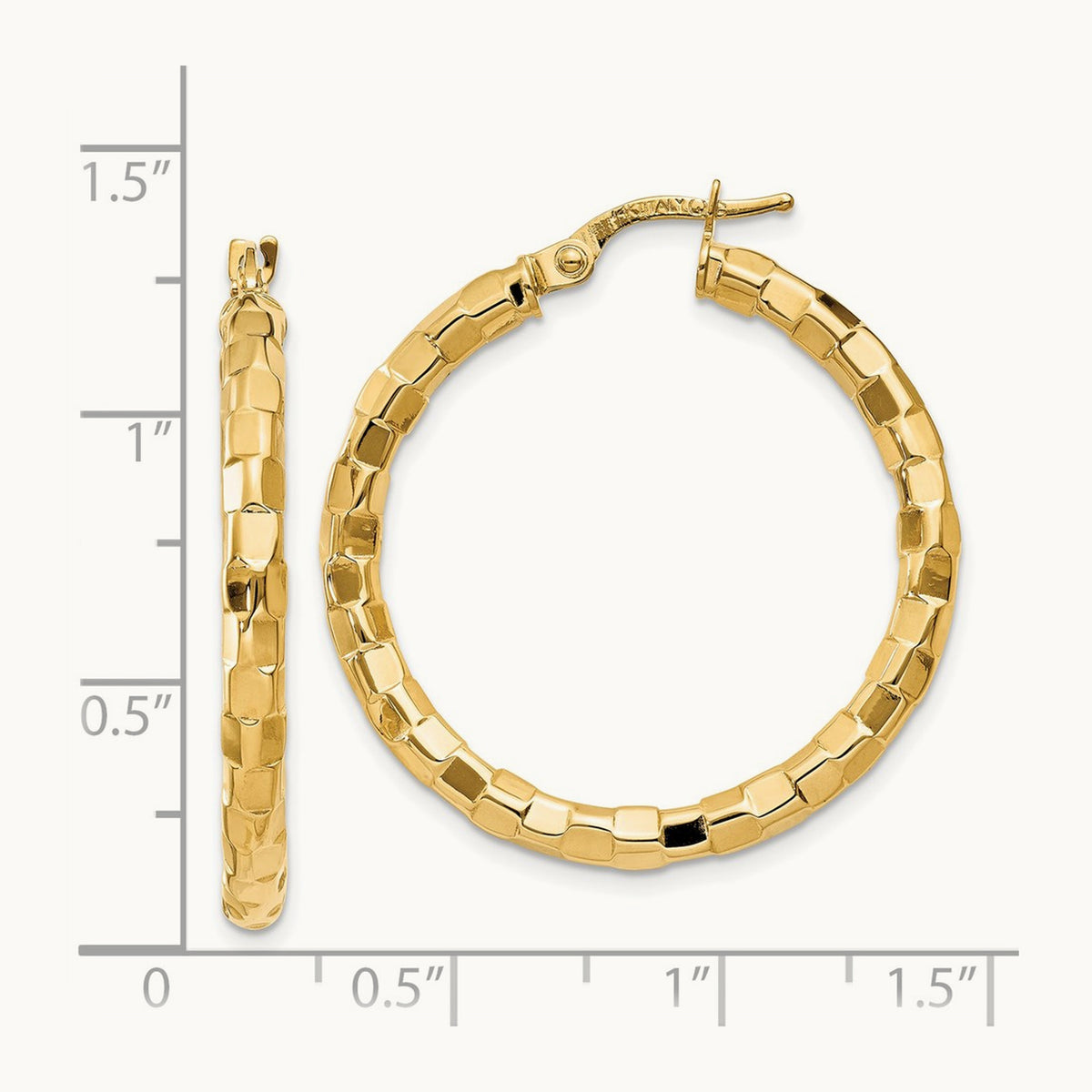 Polished/Textured Post Hoop Earring — 33mm