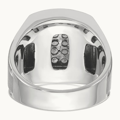 IBGoodman Men's Polished & Satin Diamond Cluster Ring, 14K White Gold
