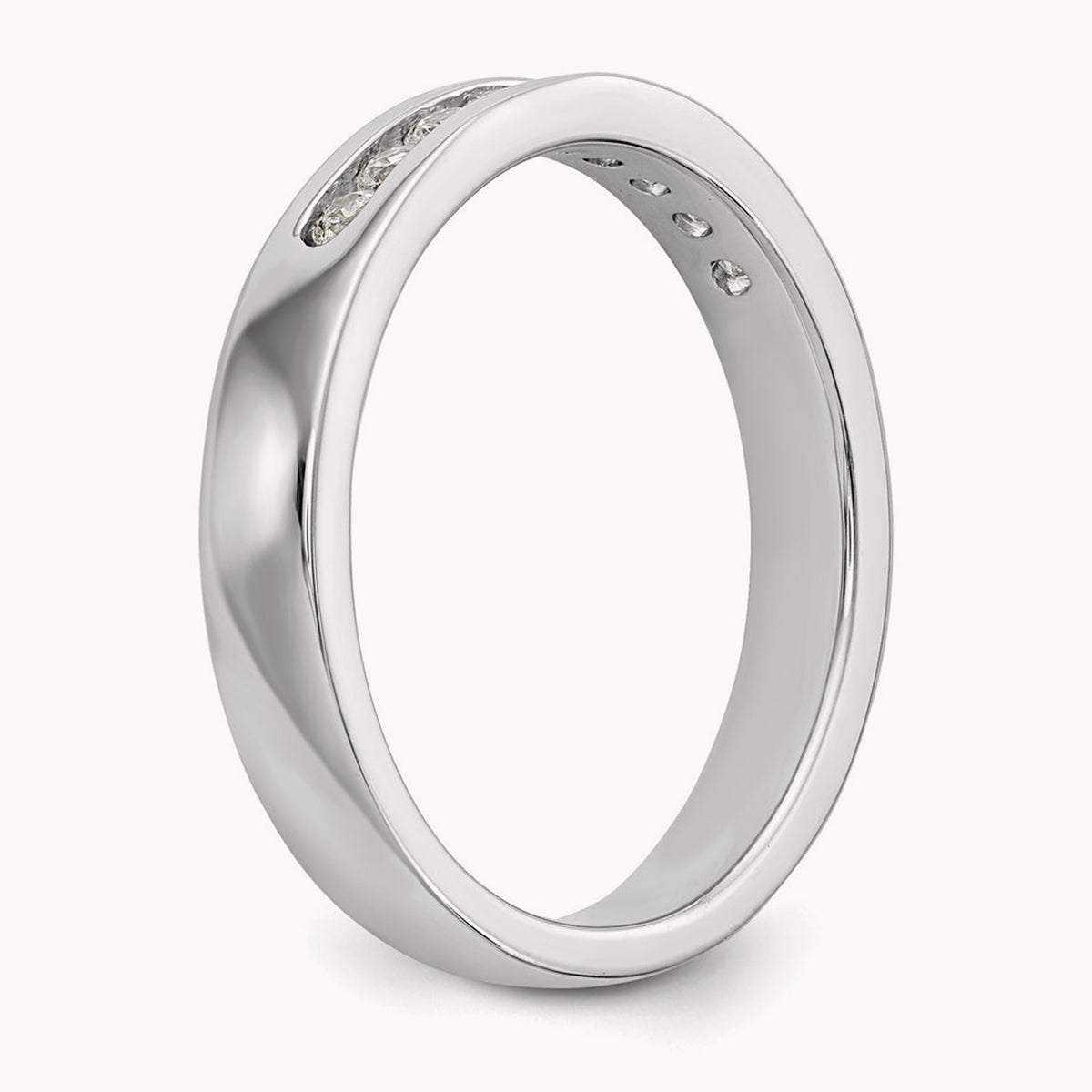 9-Stone Diamond Channel Band, 14K White Gold