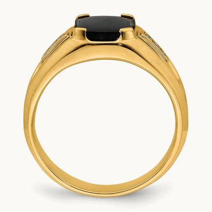 Onyx and Diamond Mens Ring, 14K