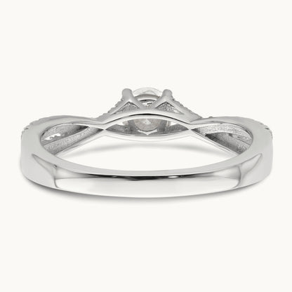 Polish Complete Round Dia. Engagement Ring, 14K White Gold