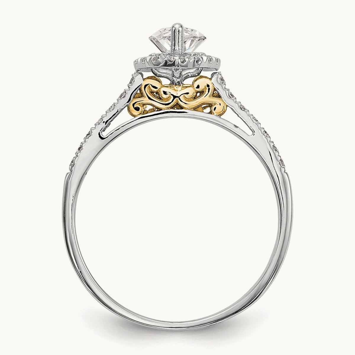 Marquise Halo Semi-Mount Engagement Ring, 0.25 ct tw — 2/7 ct, 14K Two-Tone