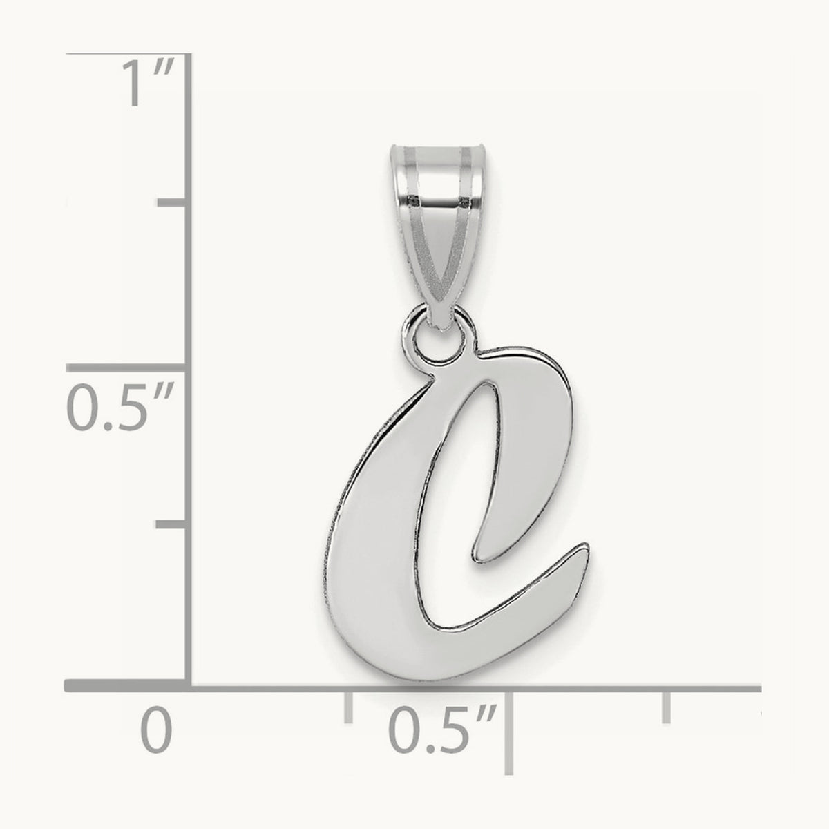 Polished Script Initial Pendant — 14K White Gold, C