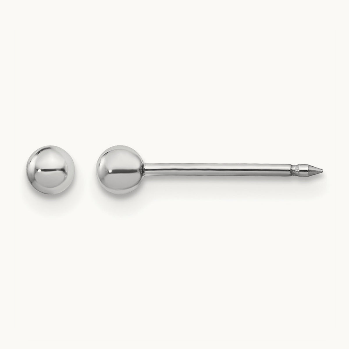 Inverness Ball Post Earrings — 14K White Gold, 3mm