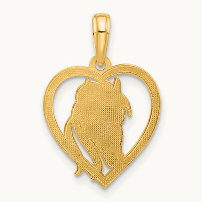 Polished Horse Head In Heart Pendant, 14K