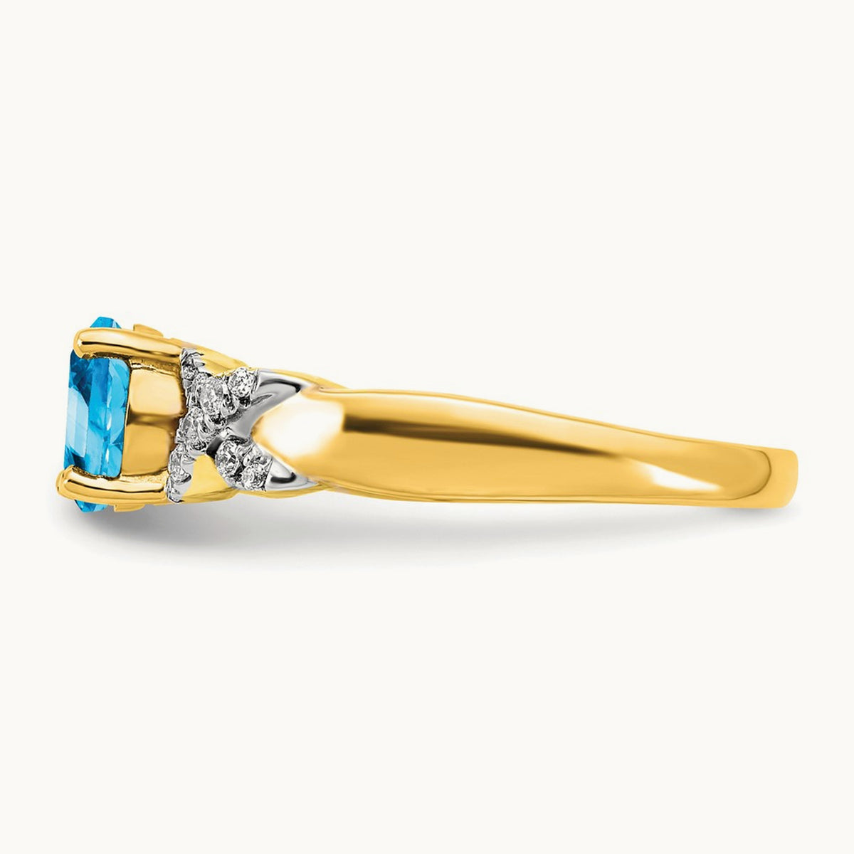 Blue Topaz and Diamond Ring, 14K Two-tone