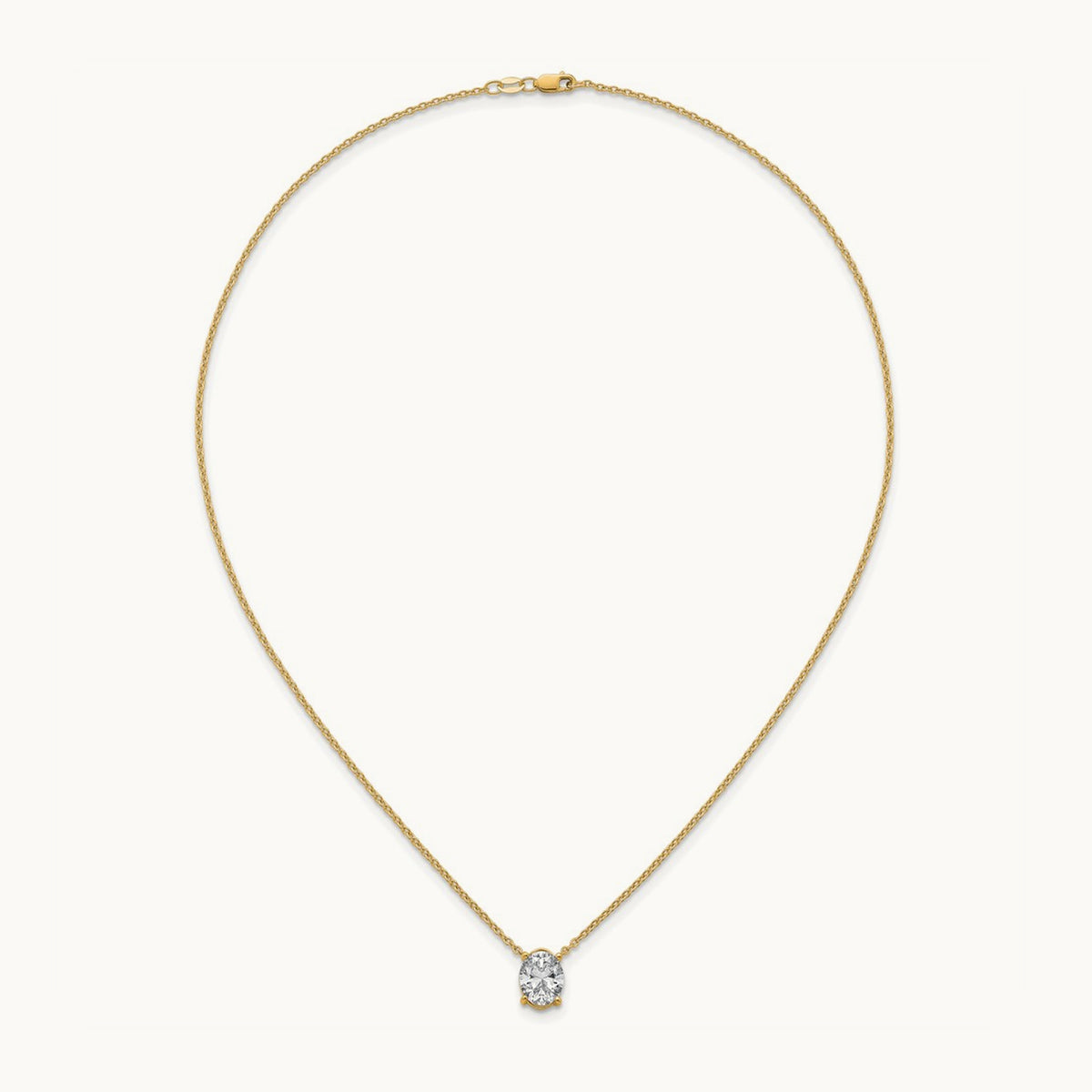 Oval Pendant Necklace, 0.25-4.00 ct tw Lab-Grown Diamond — 3 ct, 14K Yellow Gold