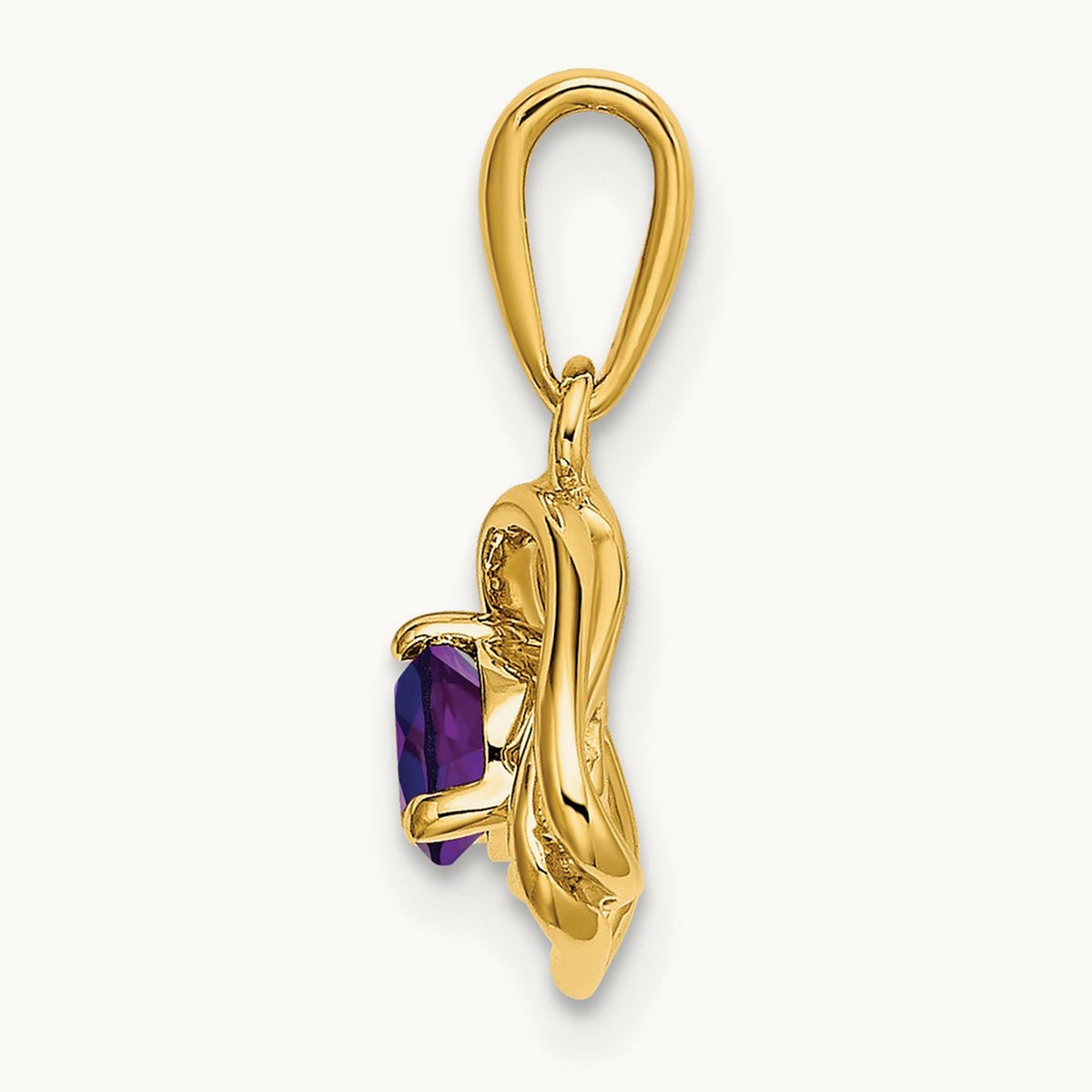 Amethyst Triangle Pendant — 14K Yellow Gold