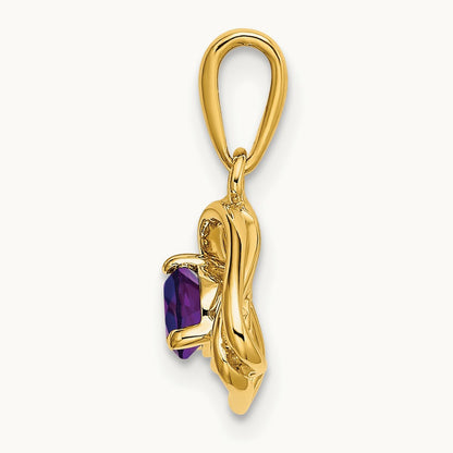 Amethyst Triangle Pendant — 14K Yellow Gold
