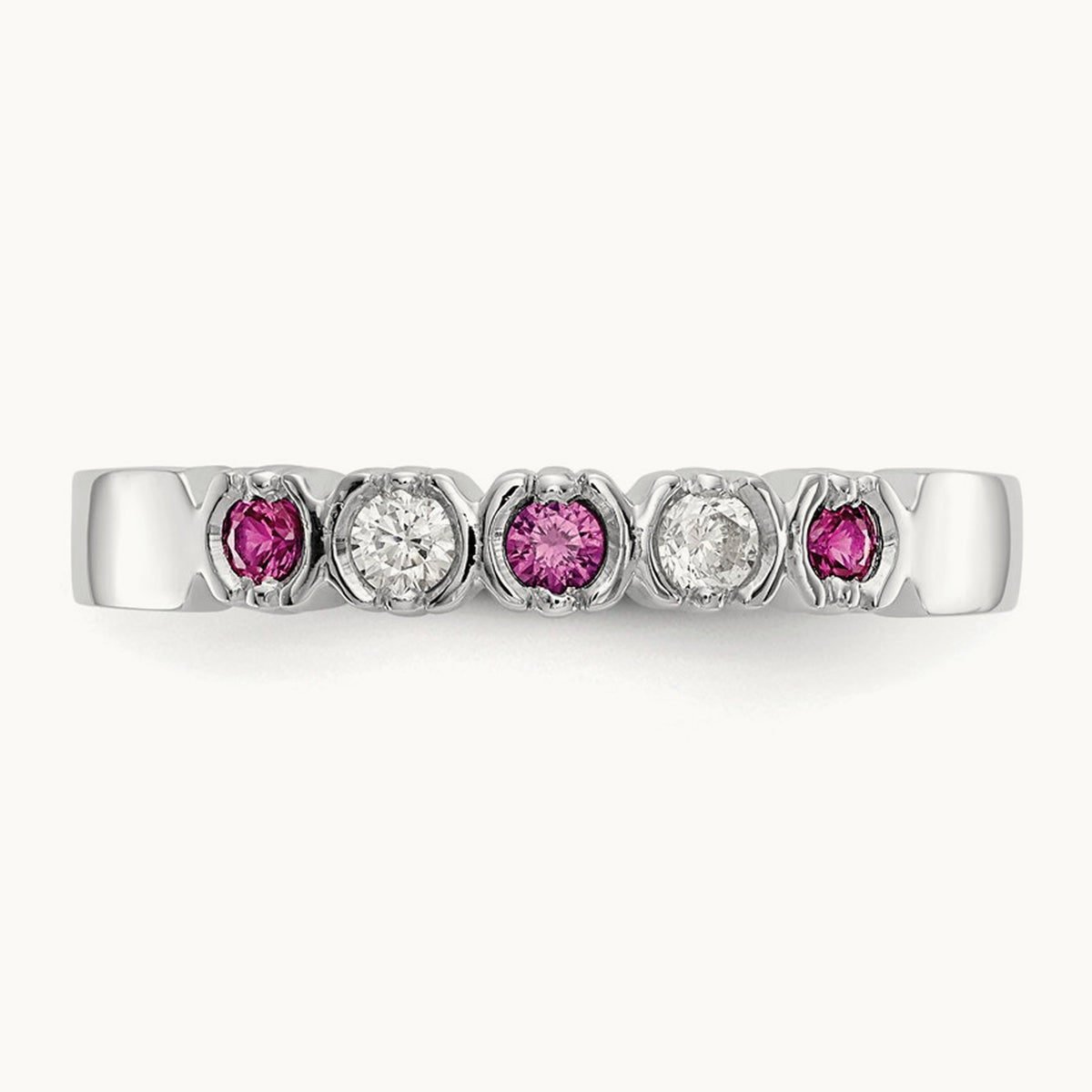 Diamond with Ruby Band — 14K White Gold, 7