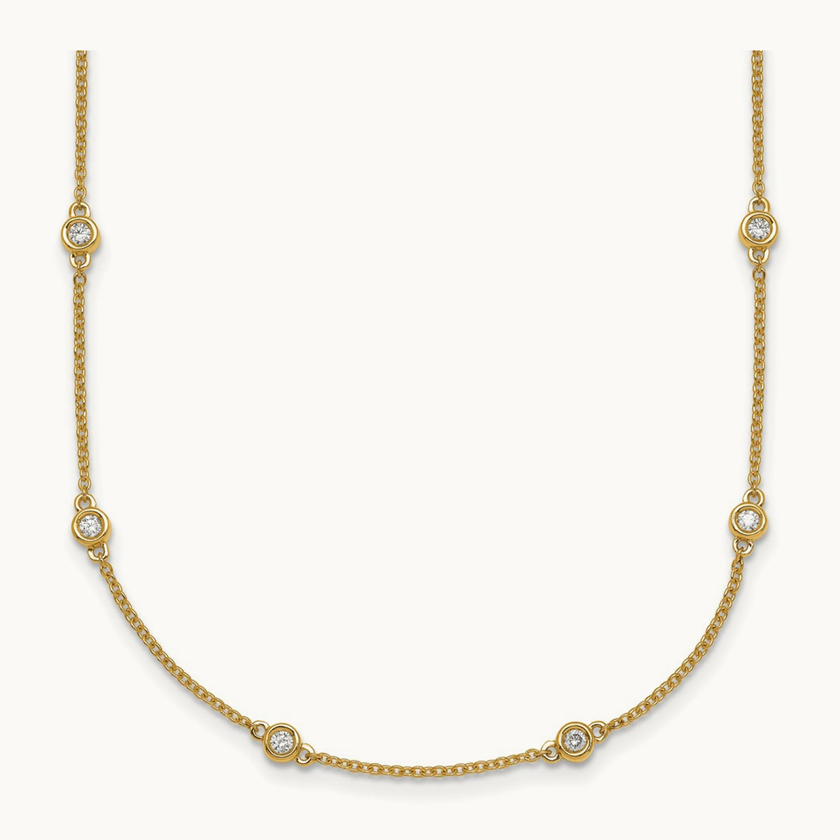 Diamond Station Cable Necklace, 14K