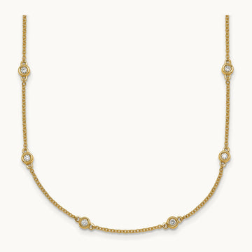 Diamond Station Cable Necklace, 14K