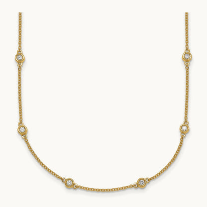 Diamond Station Cable Necklace, 14K