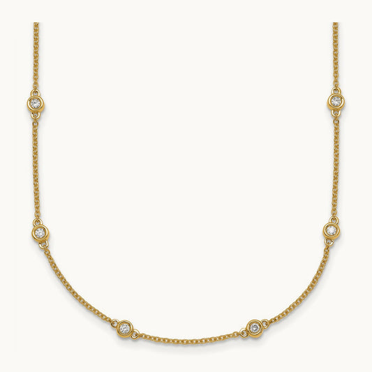 Diamond Station Cable Necklace, 14K