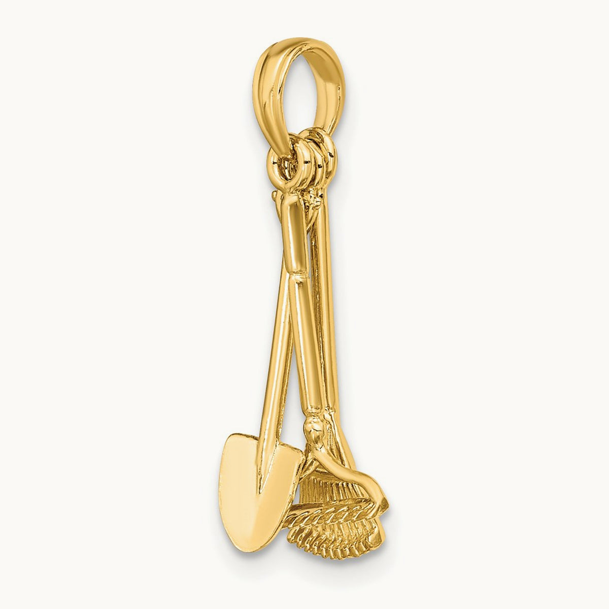 3-D Moveable Garden Tool Collection Charm, 14K