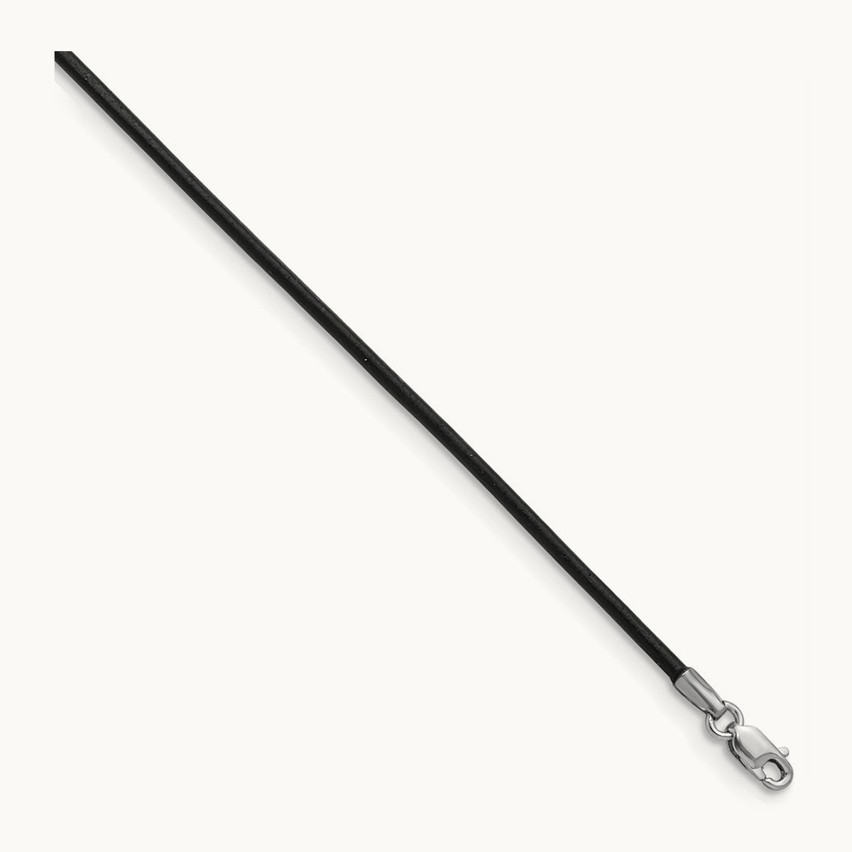 18in Black Leather Cord Necklace — 14K White Gold, 1.5mm