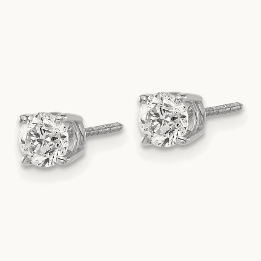 .95ct VS2/SI1 G-I Diamond Stud Thread on/off Post Earrings, 14K White Gold