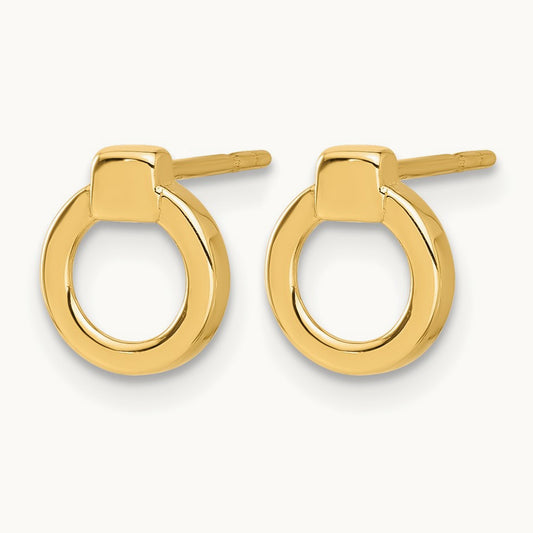 Polished Circle Post Earrings, 14K — Leslie's