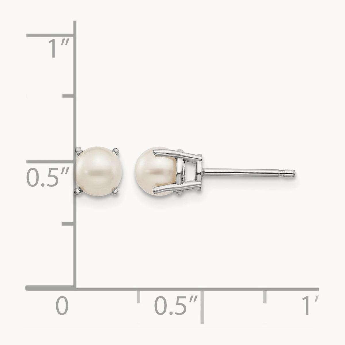Round June/Freshwater Cultured Pearl Post Earrings — 14K White Gold