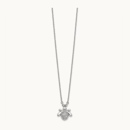 Diamond Bee 18 inch Necklace, 14K White Gold