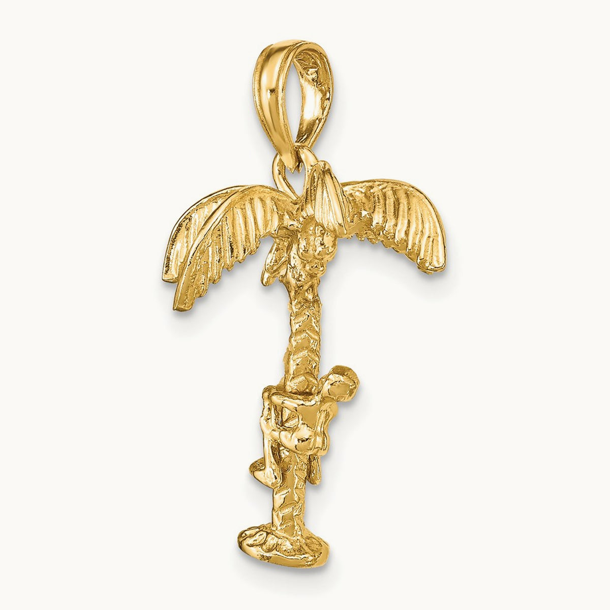 3-D Palm Tree W/Moveable Man Charm, 14K