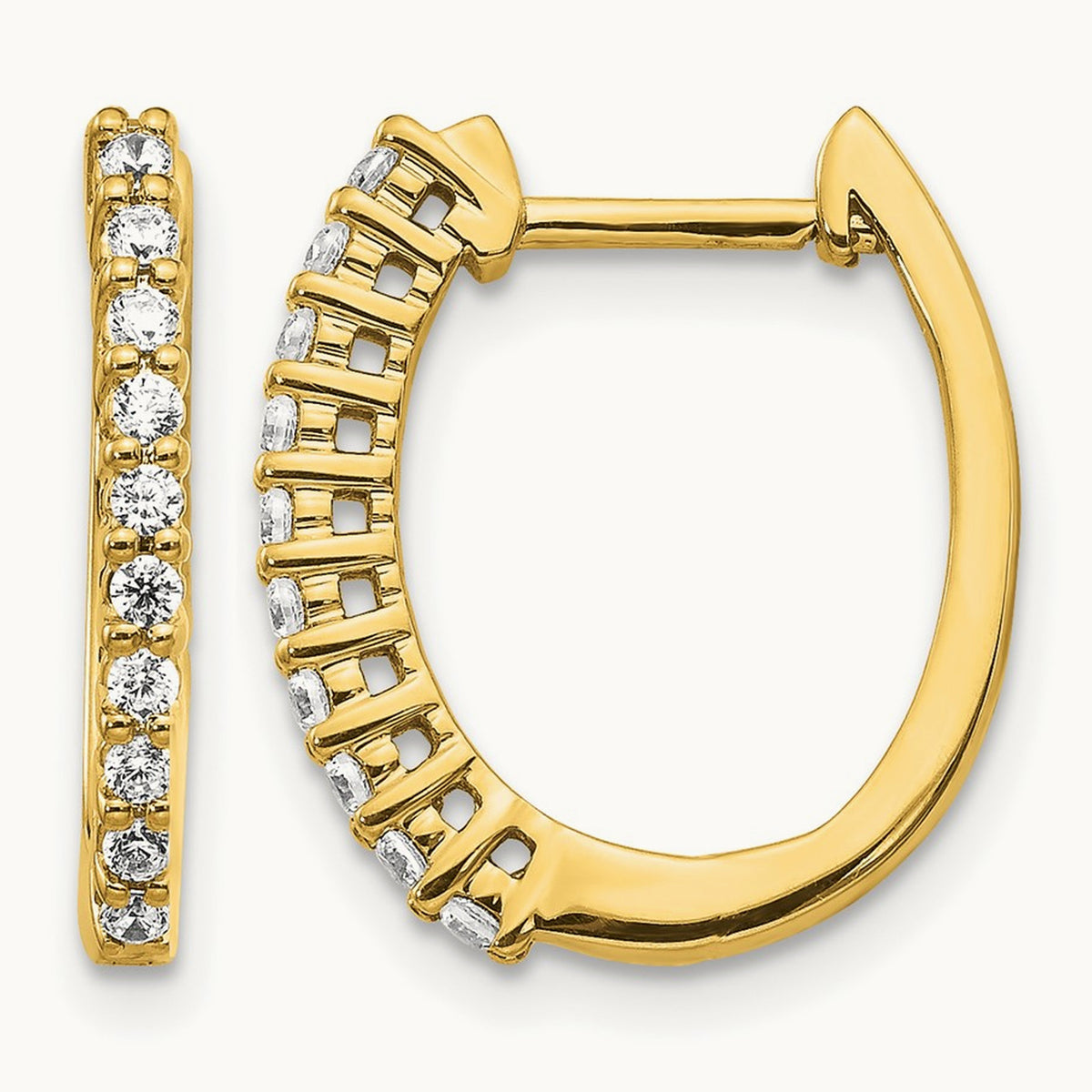 Diamond Hinged Hoop Earrings — 14K Yellow Gold, 16mm, 0.3 ct