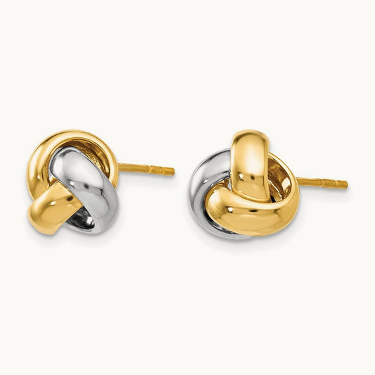 Polished Love Knot Earrings, 14K Two-tone — Leslie's