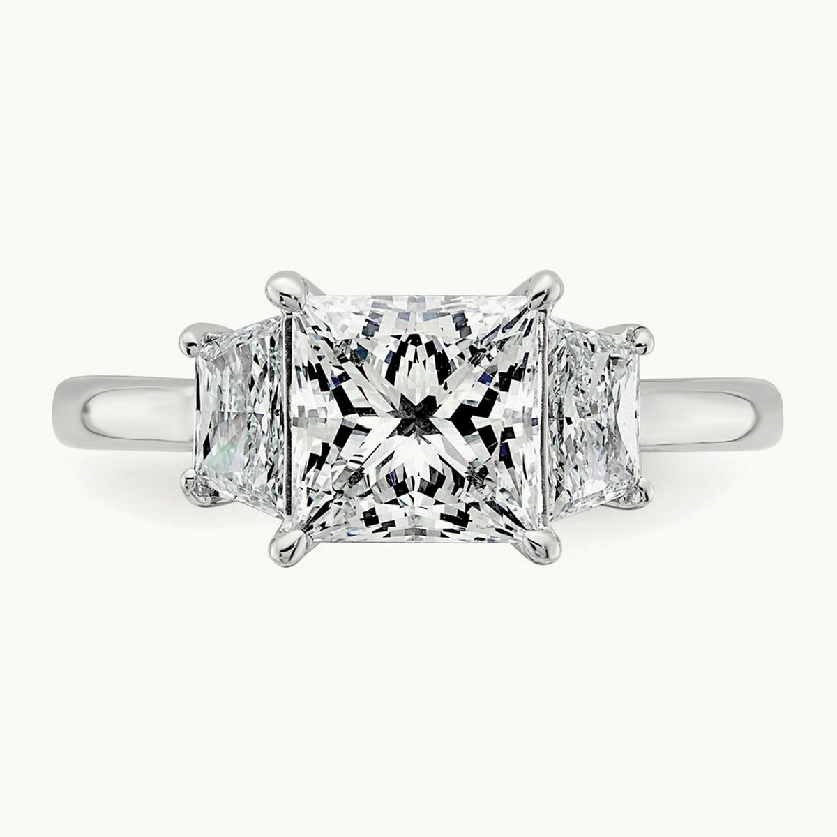 Princess & Trapezoid Engagement Ring, 1.25-4.00 ct tw Lab-Grown Diamond — 2 3/4 ct, 14K White Gold