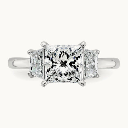 Princess & Trapezoid Engagement Ring, 1.25-4.00 ct tw Lab-Grown Diamond — 2 3/4 ct, 14K White Gold