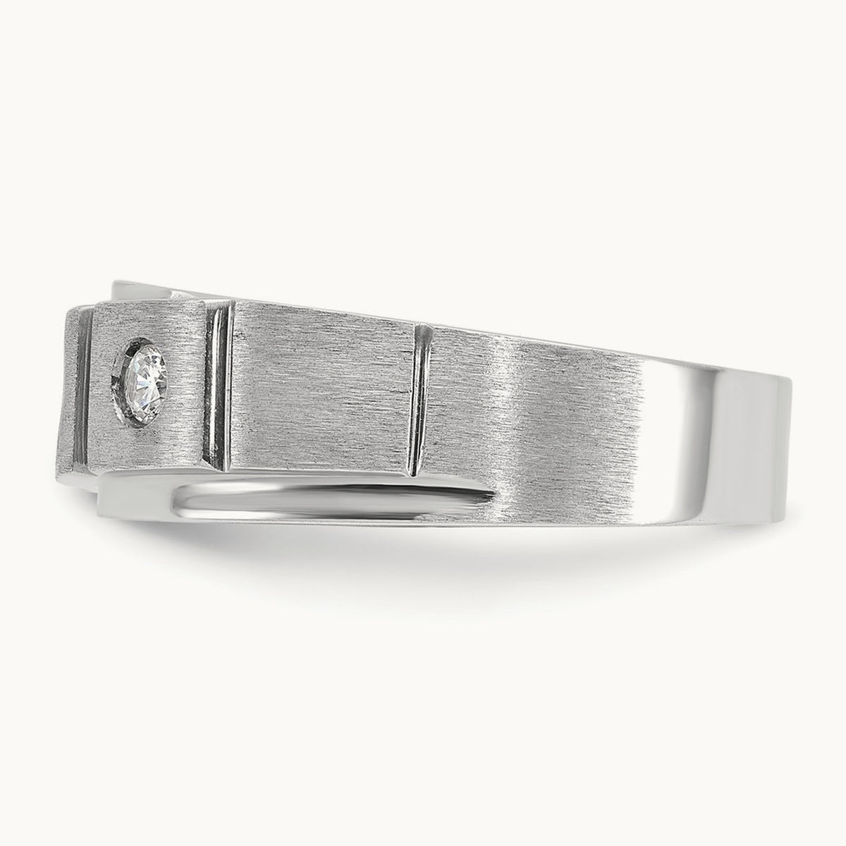 IBGoodman Men's Polished/Satin Diamond Complete Ring, 14K White Gold