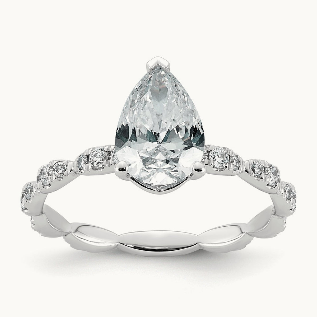 Pear Center Ring, 1 7/8-3 1/2 ct Lab-Grown Diamond