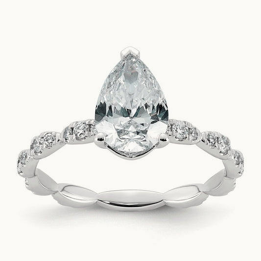 Pear Center Ring, 1 7/8-3 1/2 ct Lab-Grown Diamond
