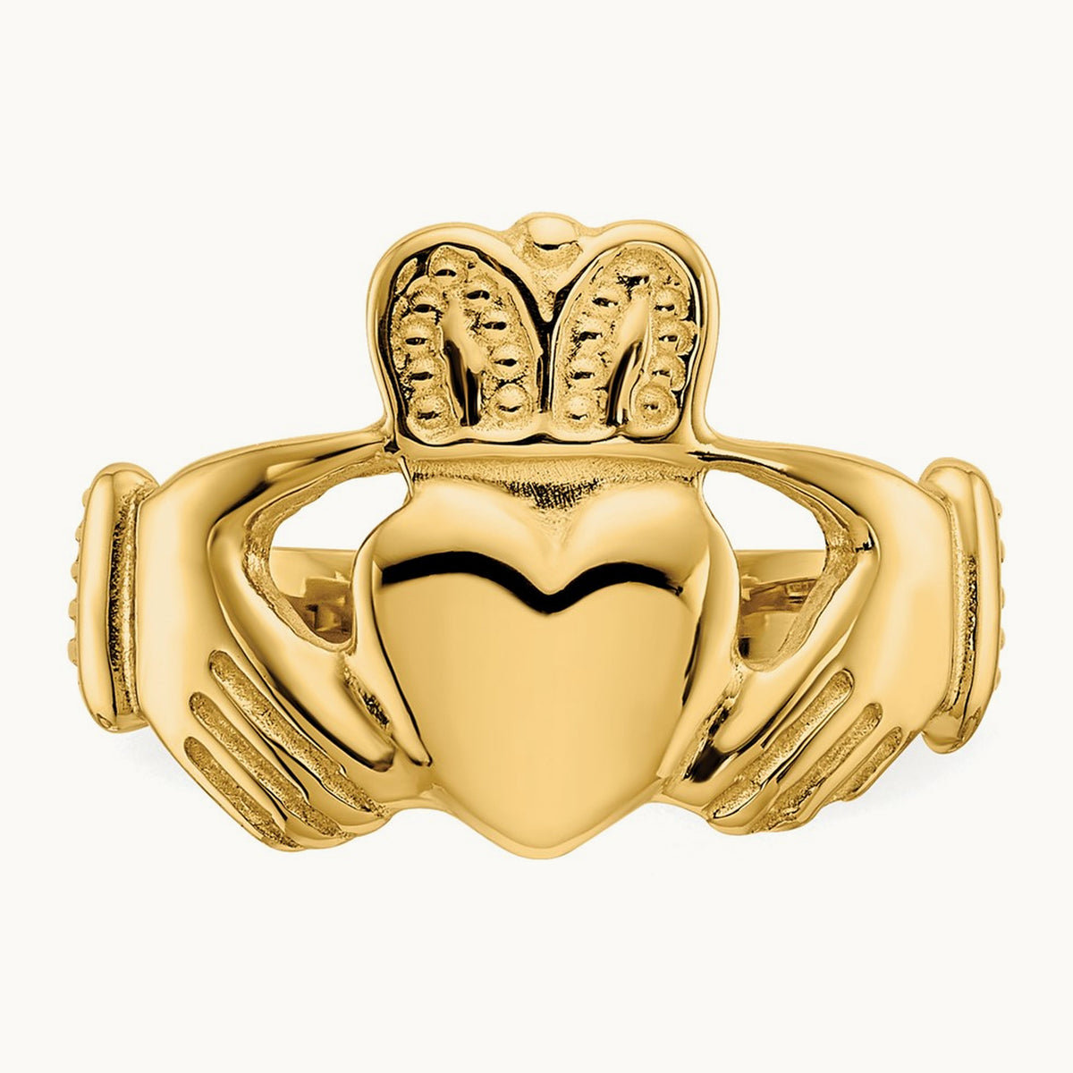 Polished Ladies Claddagh Ring, 14K
