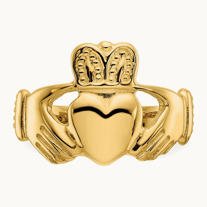 Polished Ladies Claddagh Ring, 14K