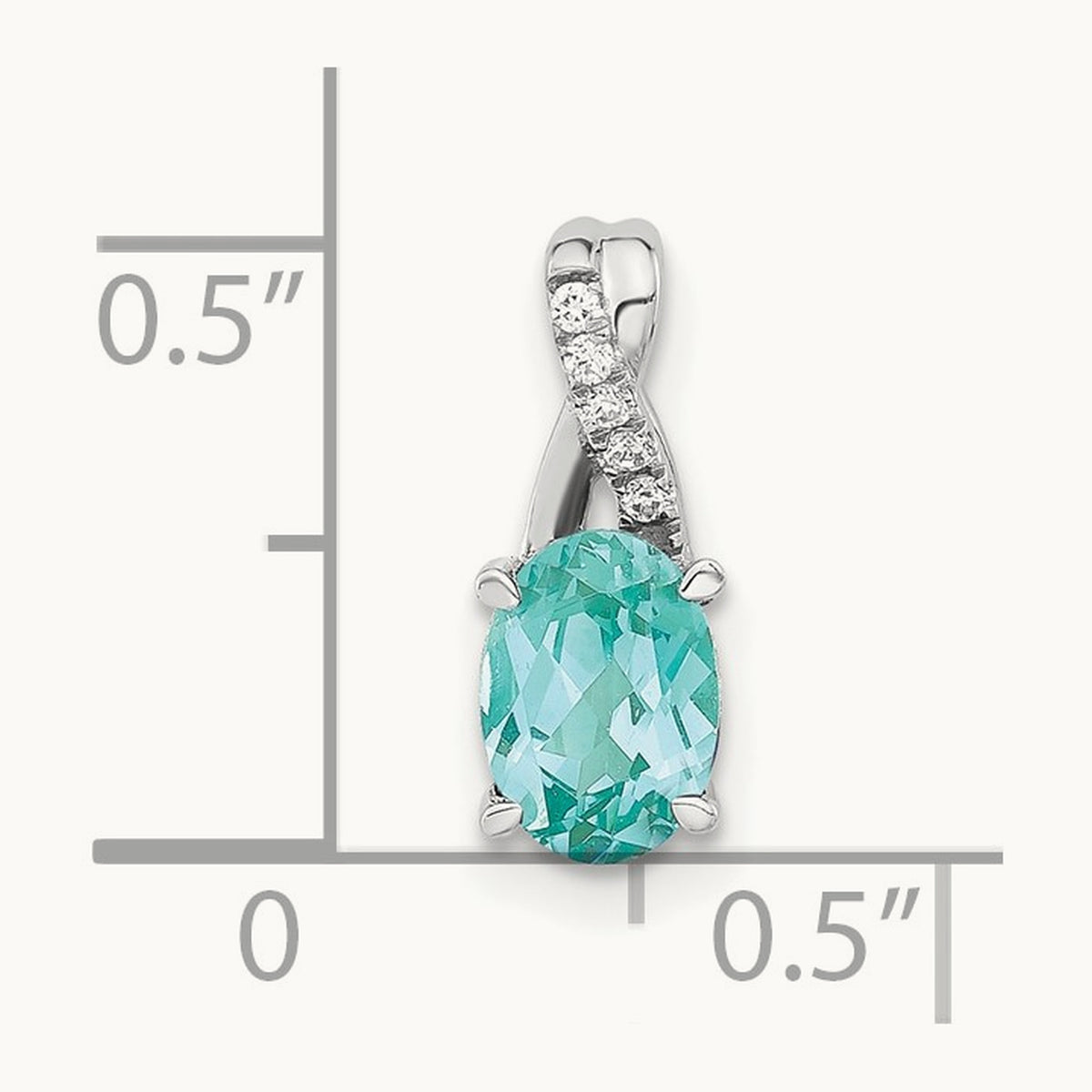 Created Paraiba Teardrop Pendant, 0.05 ct tw Lab-Grown Diamond