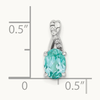 Created Paraiba Teardrop Pendant, 0.05 ct tw Lab-Grown Diamond